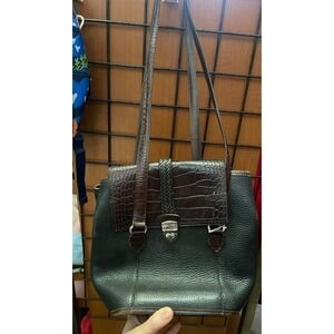 Brighton Leather Handbag with Croc Embossed Flap
